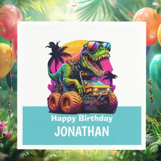 BLUE Dino-Mite MONSTER TRUCK Verjaardagsfeest Servet