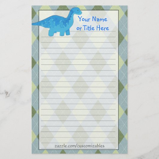 Blue Dino Stationery Briefpapier (Voorkant)