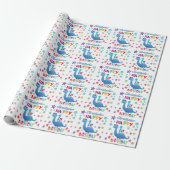 Blue Dinosaur 1st Birthday Cadeaupapier (Uitgerold)
