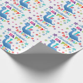Blue Dinosaur 1st Birthday Cadeaupapier (Hoek)