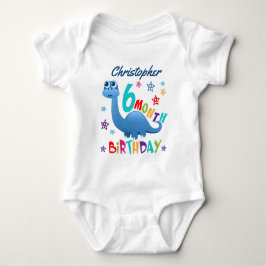 Blue Dinosaur 6 Maand Birthday Romper