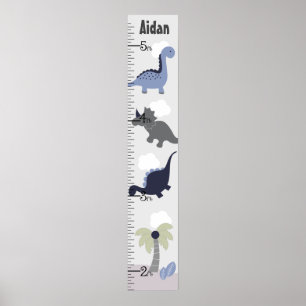 Blue Dinosaur Adventure Growth Chart Keep at 8x44! Poster