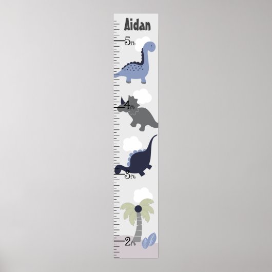 Blue Dinosaur Adventure Growth Chart Keep at 8x44! Poster (Voorkant)