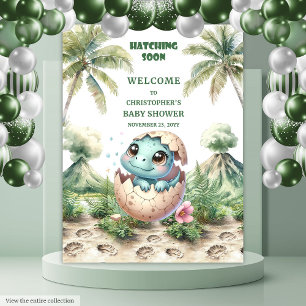 Blue Dinosaur Baby shower Banner komt binnenkort u Wandkleed