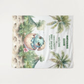 Blue Dinosaur Baby shower Banner komt binnenkort u Wandkleed (Voorkant (horizontaal))