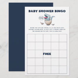 Blue Dinosaur Baby shower Bingo Game