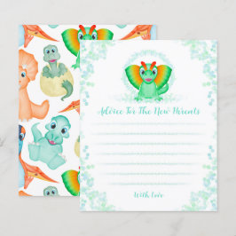 Blue Dinosaur Baby shower Parents Advice Kaart