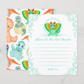 Blue Dinosaur Baby shower Parents Advice Kaart