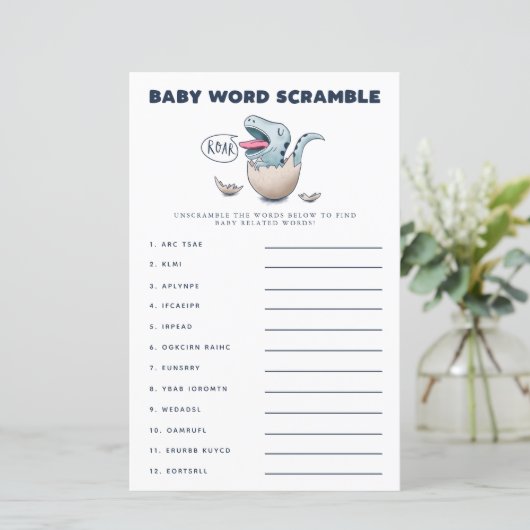 Blue Dinosaur Baby Word Scramble Game (Staand voorkant)