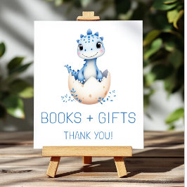 Blue Dinosaur Books and Gifts Baby Shower Sign Poster