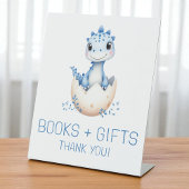 Blue Dinosaur Books and Gifts Baby Shower Sign Reclamebord Met Voetstuk