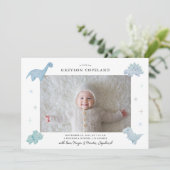 Blue Dinosaur Boy Baby Foto geboorteaankondiging Aankondiging (Staand voorkant)