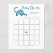 Blue Dinosaur Boy Baby shower Bingo Kaart (Voorkant)