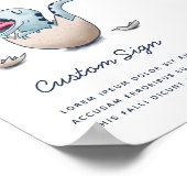 Blue Dinosaur Boy Baby shower Sign Poster (Hoek)