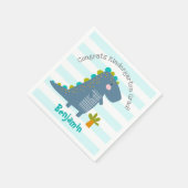 Blue Dinosaur Boy Kindergarten Graduation Playful Servet (Hoek)