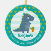 Blue Dinosaur Boy Preschool Graduation Keepsake Keramisch Ornament (Voorkant)
