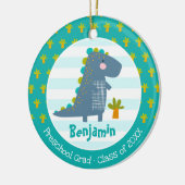 Blue Dinosaur Boy Preschool Graduation Keepsake Keramisch Ornament (Links)