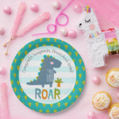 Blue Dinosaur Boy Preschool Graduation Whimsical Papieren Bordje (Feest)