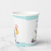 Blue Dinosaur Boy Waterverf Verjaardag Papieren Bekers (Rechts)