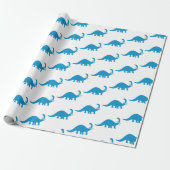 Blue Dinosaur Cadeaupapier (Uitgerold)