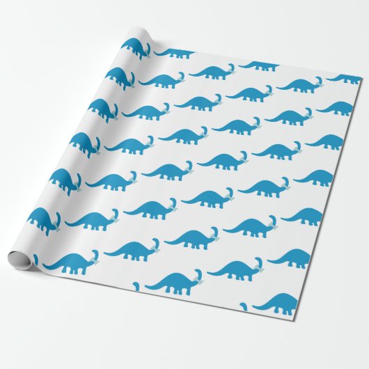 Blue Dinosaur Cadeaupapier (Uitgerold)