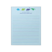 Blue Dinosaur Cute Kind Dino Briefpapier Notitiebl Notitieblok (Linkerzijde)