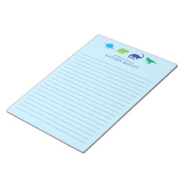 Blue Dinosaur Cute Kind Dino Briefpapier Notitiebl Notitieblok