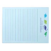 Blue Dinosaur Cute Kind Dino Briefpapier Notitiebl Notitieblok (Voorkant)