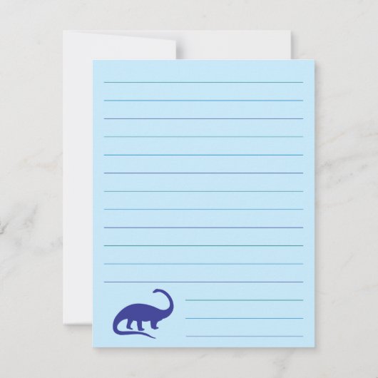 Blue Dinosaur Cute Kind Dino Flat Briefpapier Card Bedankkaart (Achterkant)