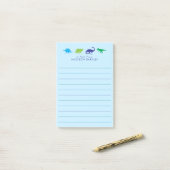 Blue Dinosaur Cute Kind Dino Post-it® Notes (Op bureau)
