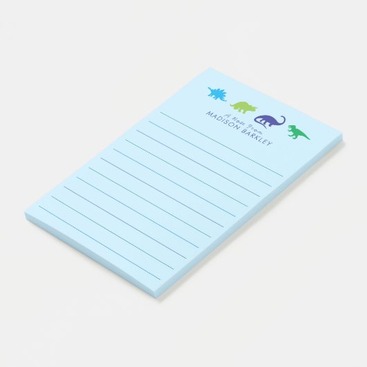 Blue Dinosaur Cute Kind Dino Post-it® Notes (Schuin)