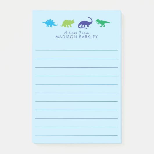 Blue Dinosaur Cute Kind Dino Post-it® Notes (Voorkant)