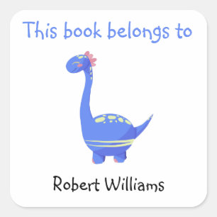 Blue Dinosaur - dit boek behoort tot Vierkante Sticker