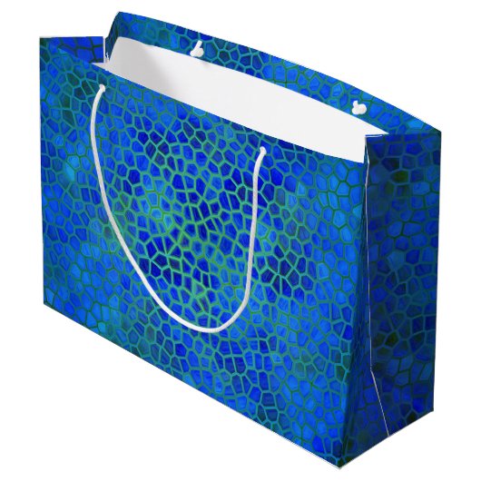 Blue Dinosaur Hide Gift Bag Groot Cadeauzakje (Achterkant Gekanteld)