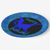 Blue Dinosaur Hide Happy Birthday! Papieren Bordje (Gekanteld)