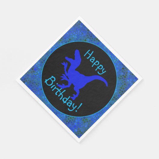 Blue Dinosaur Hide Happy Birthday! Servet (Hoek)