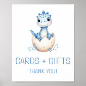 Blue Dinosaur Kaarten en geschenken Baby shower te Poster (Voorkant)