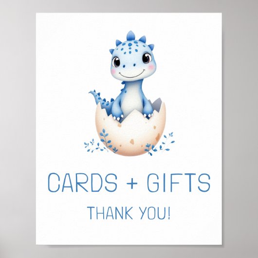 Blue Dinosaur Kaarten en geschenken Baby shower te Poster (Voorkant)