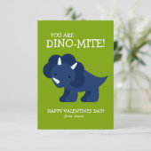 Blue Dinosaur Kinder School Valentijns Kaart (Staand voorkant)