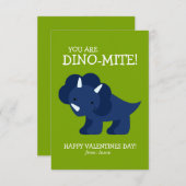 Blue Dinosaur Kinder School Valentijns Kaart (Voorkant / Achterkant)