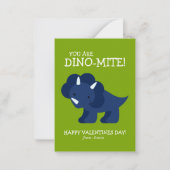 Blue Dinosaur Kinder School Valentijns Notitiekaartje (Voorkant)