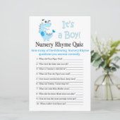 Blue Dinosaur Nursery Rhyme Quiz baby shower game (Staand voorkant)