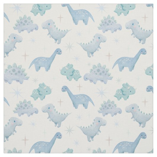 Blue Dinosaur Pattern Boys Stof (Swatch)
