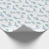 Blue Dinosaur Pattern Cadeaupapier (Hoek)