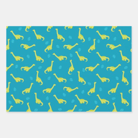Blue Dinosaur Pattern Inpakpapier Vel (Voorkant)