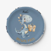 Blue Dinosaur Rawr Birthday Cake Paper Bord (Voorkant)