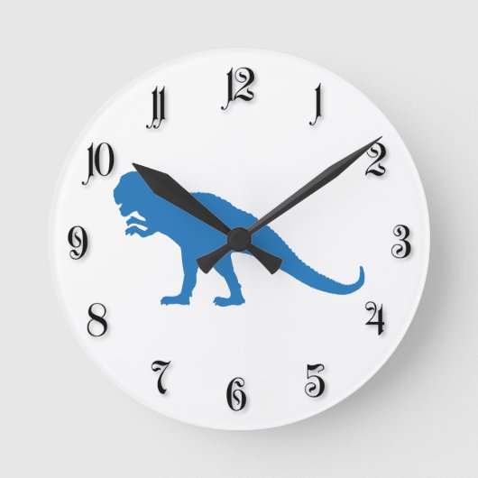 Blue Dinosaur Ronde Klok (Voorkant)
