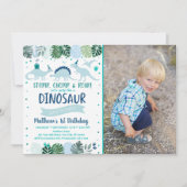 Blue Dinosaur Safari Birthday Kaart (Voorkant)