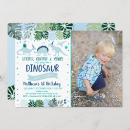 Blue Dinosaur Safari Birthday Kaart