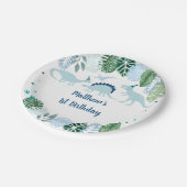 Blue Dinosaur Safari Birthday Papieren Bordje (Gekanteld)